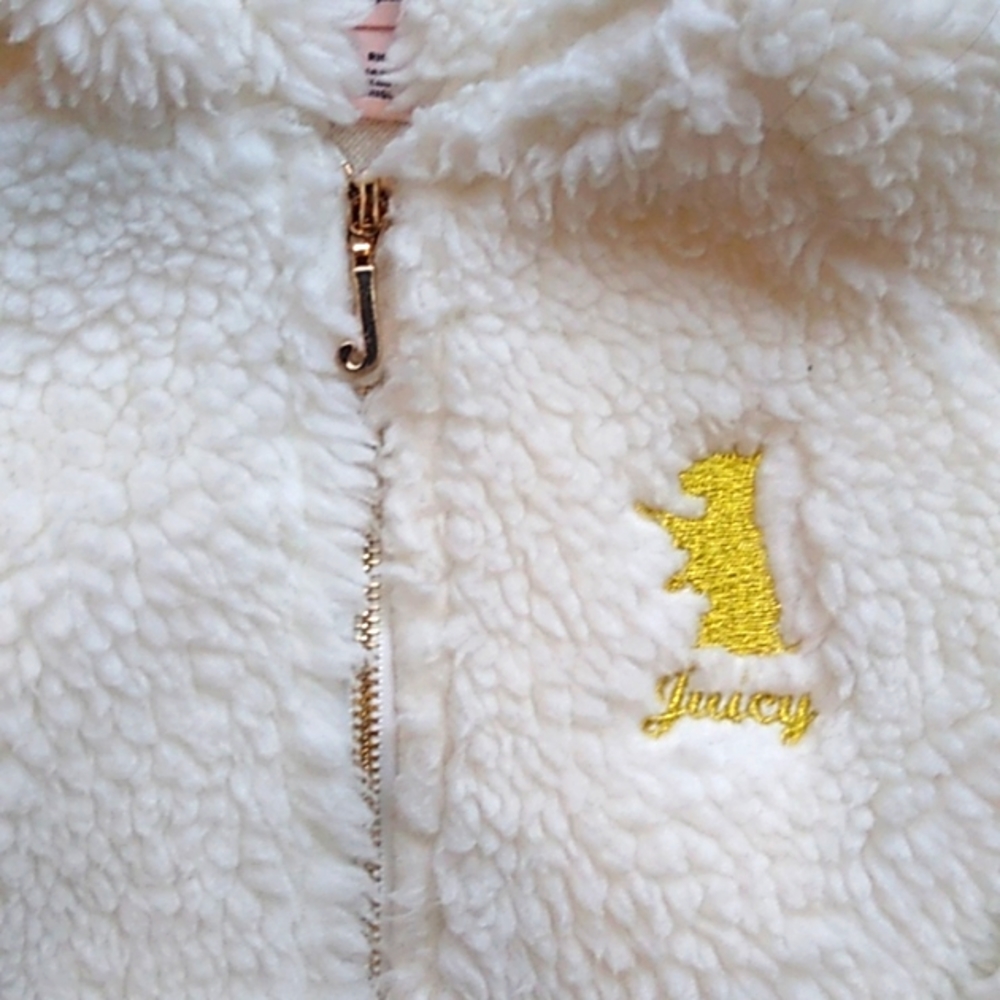 ❤️Juicy Couture Faux Fur Hooded Jacket. White with Gold. Sz 3T - Picture 2 of 7